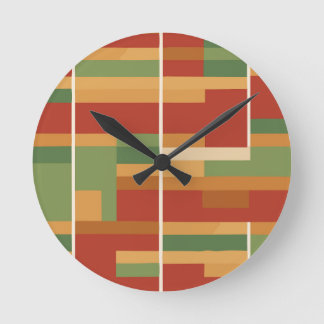Relógio Redondo Padrão de Arte de Linha Abstrato do Reggae Boho