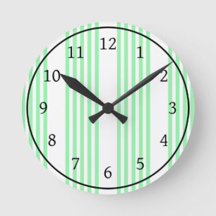 Relógio Redondo Padrão de cinco faixas verde e branco