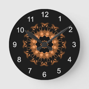 Relógio Redondo Padrão de Cobre e Mandala Preto 4