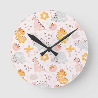 Relógio Redondo padrão de dinossauro que vai capturar cada criança