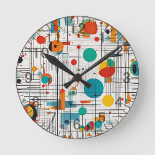 Relógio Redondo Padrão de Idade Atômica Retroativa, linhas, formas