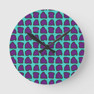 Relógio Redondo Padrão de Manchas de Girafa Roxo Azul Aqua