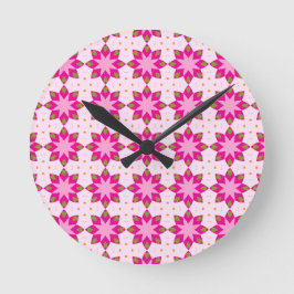 Relógio Redondo Padrão de mosaico de pétala rosa