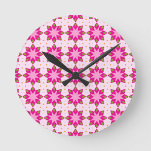 Relógio Redondo Padrão de mosaico de pétala rosa