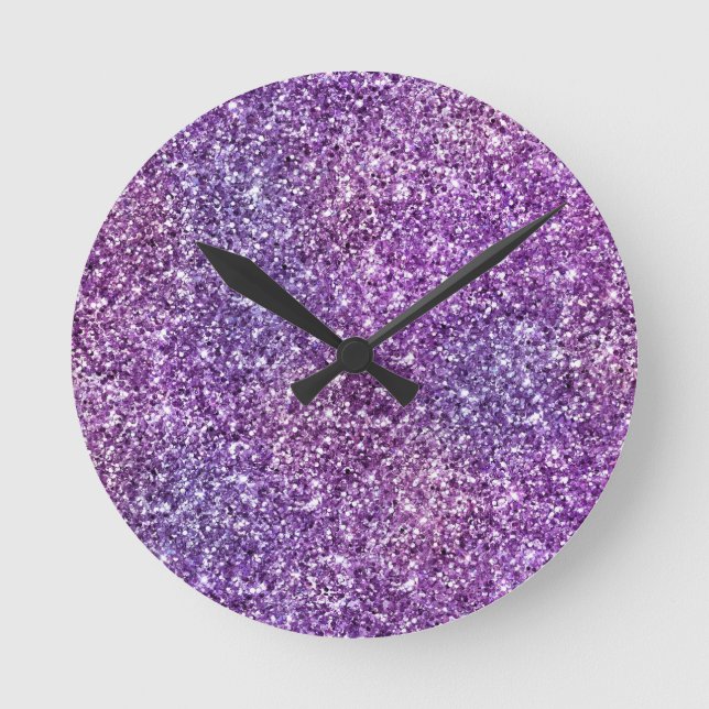 Relógio Redondo Padrão de Na moda Roxo Elegante (Frente)
