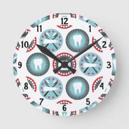 Relógio Redondo Padrão de Odontologia Negra - Higienista Dentista 