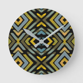 Relógio Redondo Padrão de Piso de Pneu Azul Dourado Preto