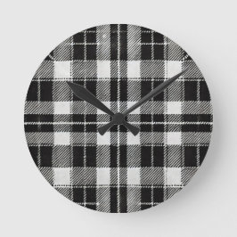 Relógio Redondo Padrão de Xadrez eterno Preto e Branco