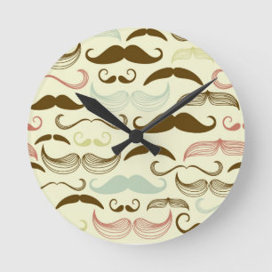 Relógio Redondo Padrão do bigode, estilo retrô 4