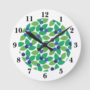 Relógio Redondo Padrão Elegante Moderno Mirtilo Verde Roxo