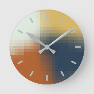 Relógio Redondo Padrão Exclusivo Amarelo Azul Laranja Moderno de