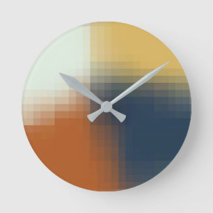 Relógio Redondo Padrão Exclusivo Amarelo Azul Laranja Moderno de T