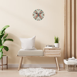 Relógio Redondo Padrão Floral de Algodão do País