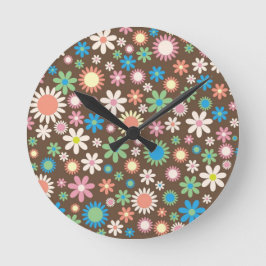 Relógio Redondo Padrão Floral de Daisy Cute