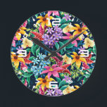 Relógio Redondo Padrão Floral Exótico Pintado à Mão-23001<br><div class="desc">Padrão Floral Exótico Pintado à Mão-23001</div>
