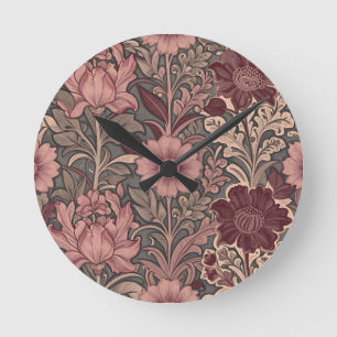 Relógio Redondo Padrão Floral Inspirado em William Morris