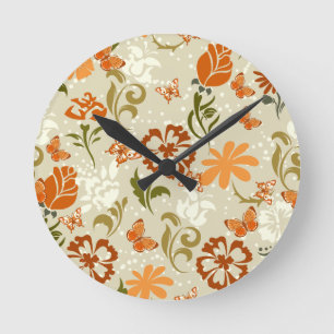 Relógio Redondo Padrão Floral Moderno bonito