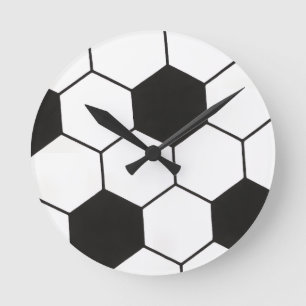 Relógio Redondo Padrão Inspirado em Bola de Futebol Impressão Geom