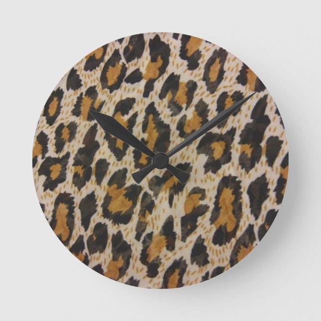 Relógio Redondo Padrão — Leopardo (Frente)