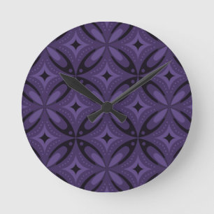 Relógio Redondo Padrão Retro de Cor Roxo Escuro