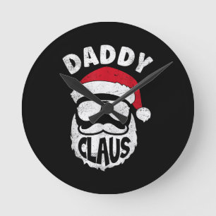 Relógio Redondo Pai Claus Pai Natal Engraçado Combinação de Natal