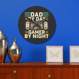 Relógio Redondo Pai de dia de os pais por dia Gamer à noite