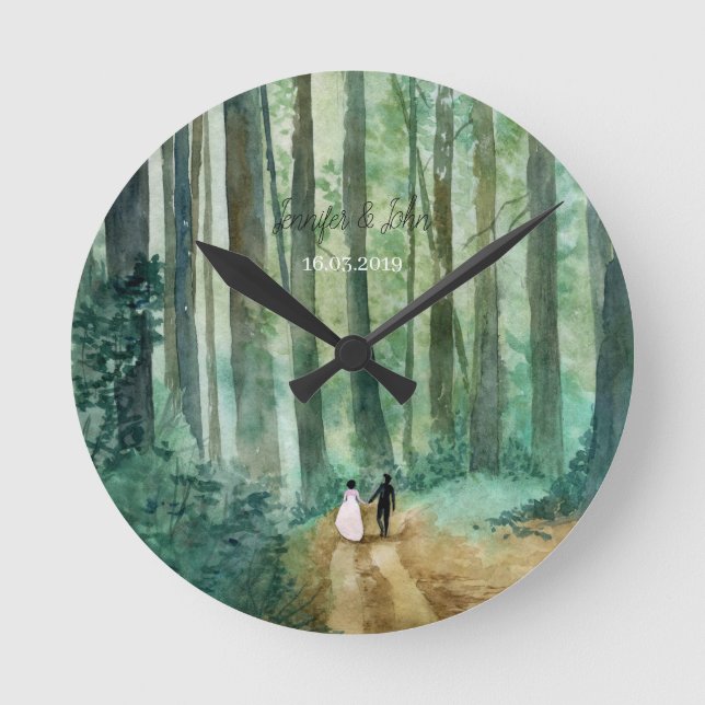 Relógio Redondo Paisagem florestal natural (Frente)