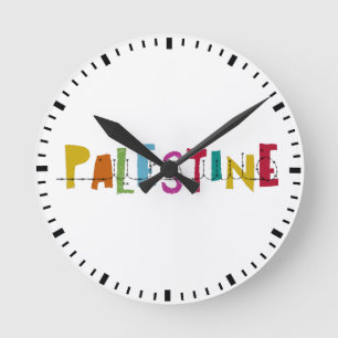Relógio Redondo PALESTINA Nome Árabe Colorido Tote Bag Watch