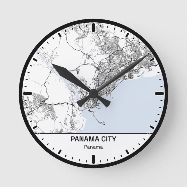 Relógio Redondo Panama Clock City Line Art (Frente)