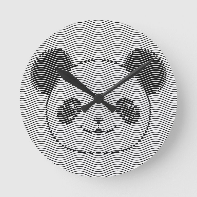 Relógio Redondo Panda Bear Face On Wave Patterno (Frente)