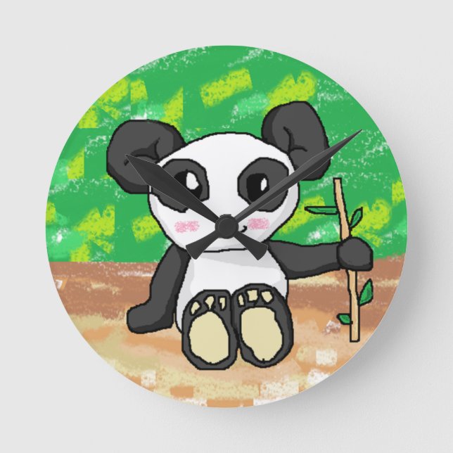 Relógio Redondo panda de desenho animado fofo (Frente)