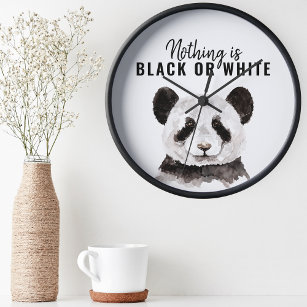 Relógio Redondo Panda Negra E Branca Moderna Engraçada Com Citação