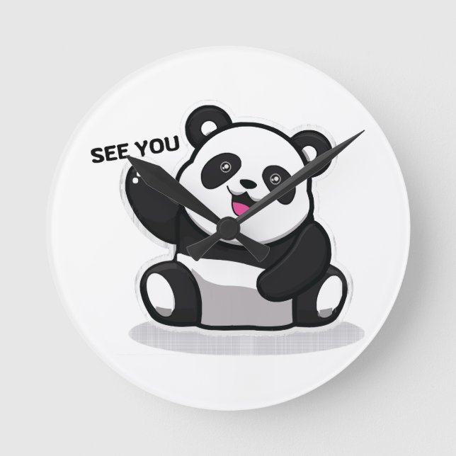 Relógio Redondo panda pequeno fofo (Frente)