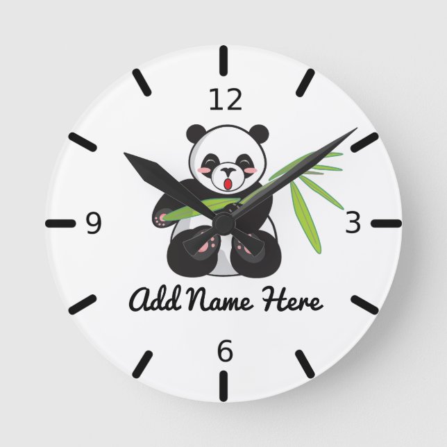 Relógio Redondo Panda Personalizada Bonita  (Frente)