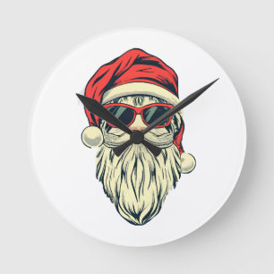 Relógio Redondo Papai Noel com óculos