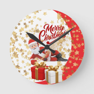 Relógio Redondo Papai Noel Legal Feriado no Natal 🎅