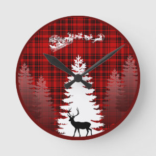 Relógio Redondo papais noeis cervejeiros, árvore de natal, xadrez