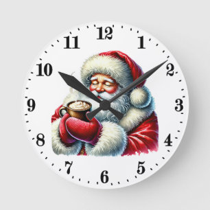 Relógio Redondo Papais noeis festivos de espionagem de Natal