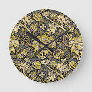 Relógio Redondo Papel de parede floral William Morris Wey Artes Of