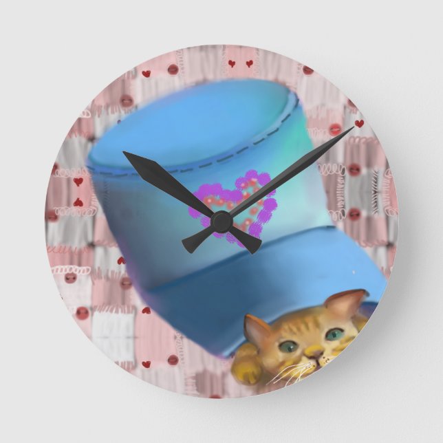 Relógio Redondo para os amantes de gatos (Frente)