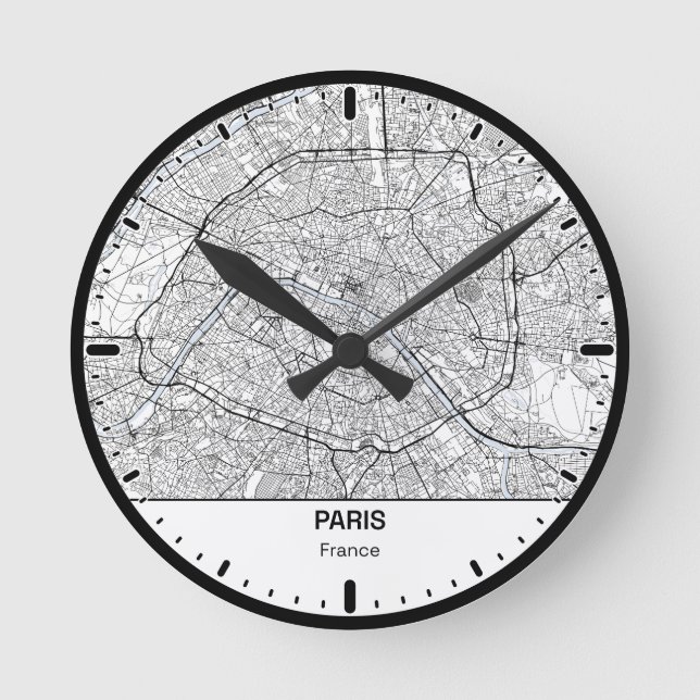 Relógio Redondo Paris Clock City Line Art (Frente)