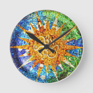 Relógio Redondo Park Guell mosaicos Wall Clock