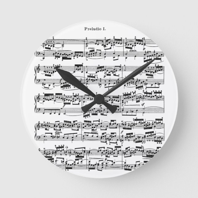 Relógio Redondo Partitura por Bach (Frente)