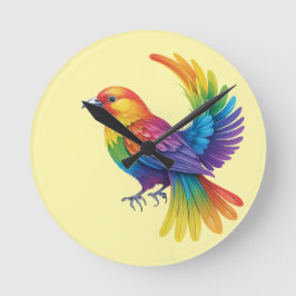 Relógio Redondo Pássaro Colorido