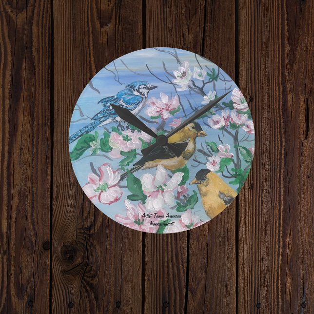 Relógio Redondo Pássaros Nova Coleção Arte Pintada Original (Criador carregado)
