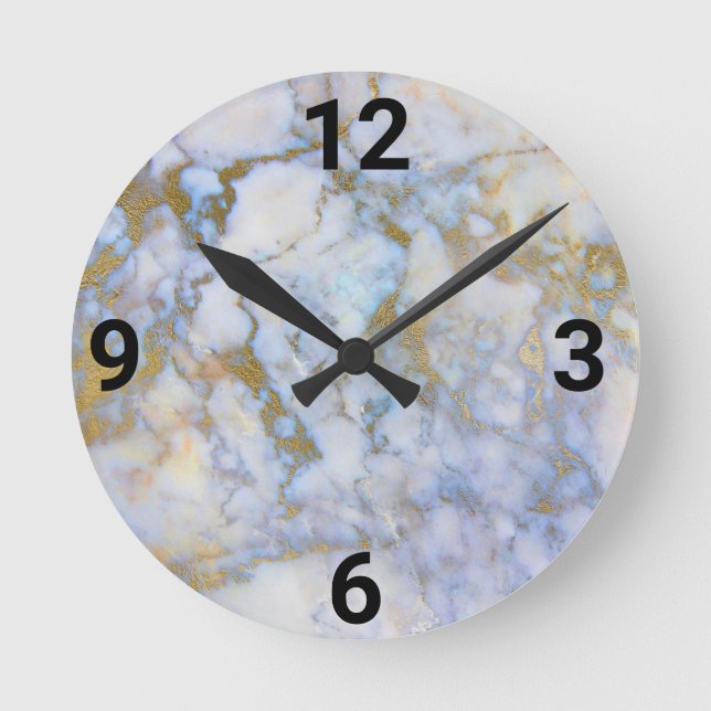 Relógio Redondo PASTEL MARBLE Modern Wall Clock (Frente)