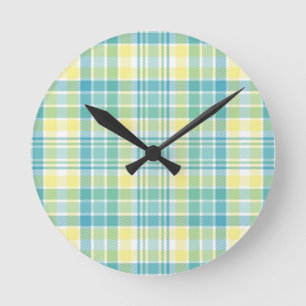 Relógio Redondo Pastel Plaid