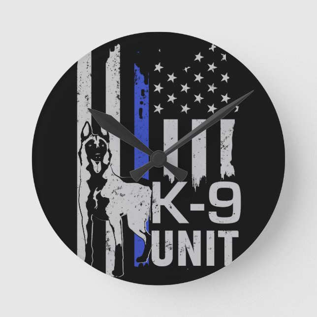 Relógio Redondo Pastor belga - Malinois - Unidade K9 (Frente)