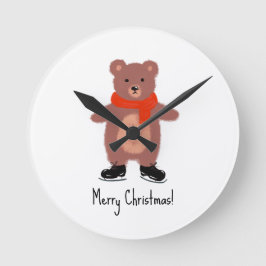 Relógio Redondo Patinação de ursos engraçada