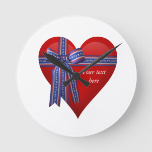 Relógio Redondo Patriotic Heart graphic